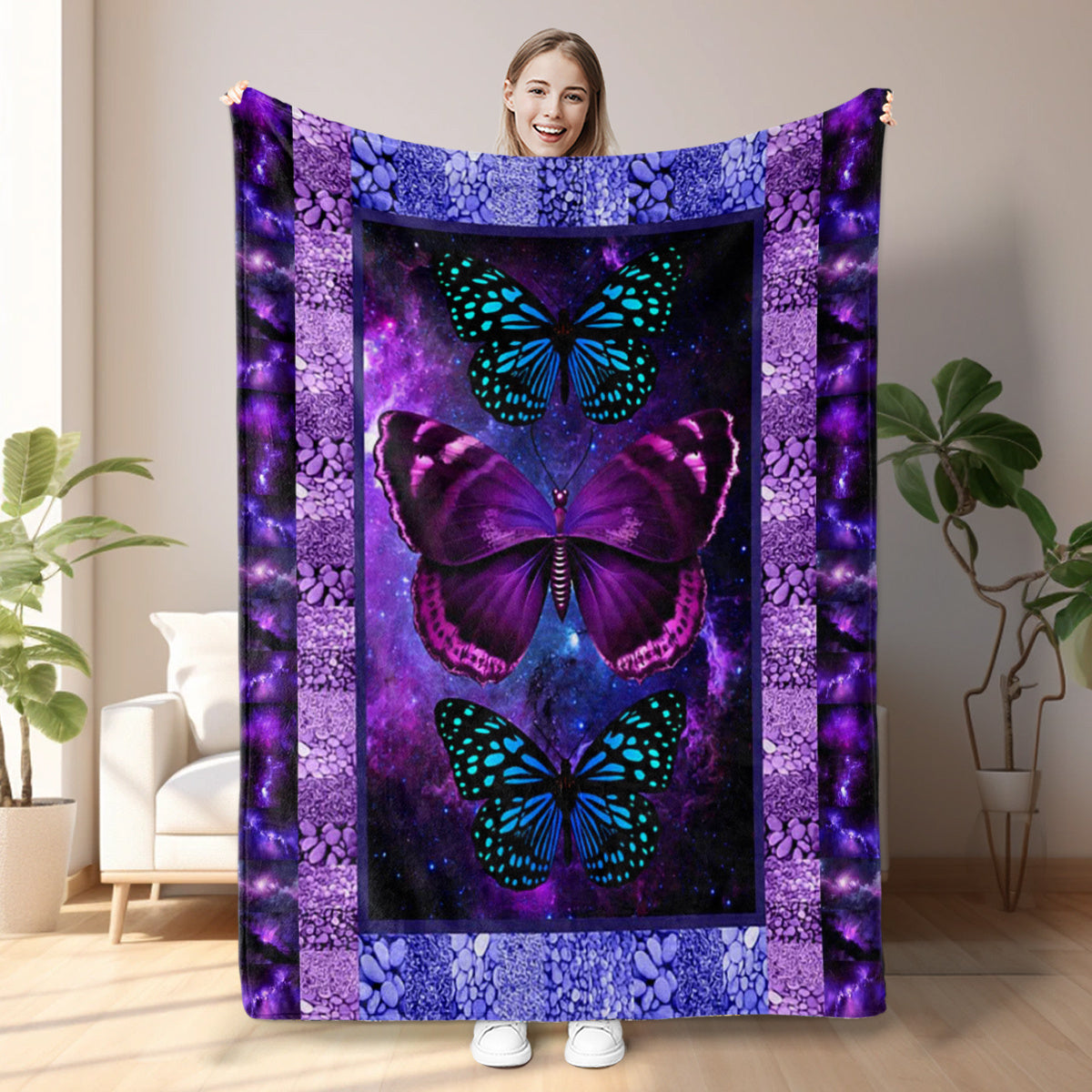 Cozy Butterfly Printed Flannel Blanket