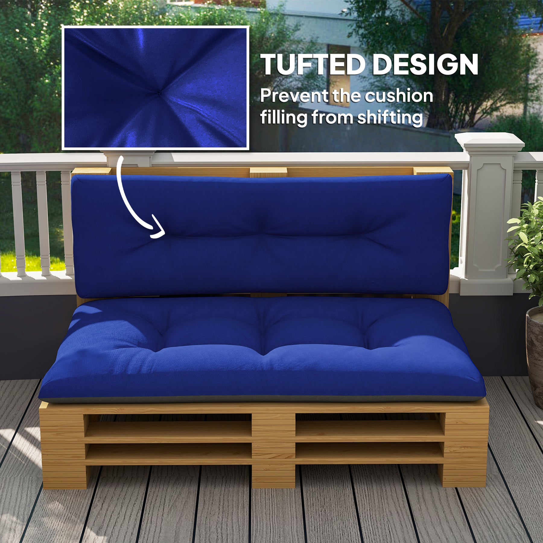 2 Seater Pallet Cushions Outdoor 3.9 Thick Replacement Cushions