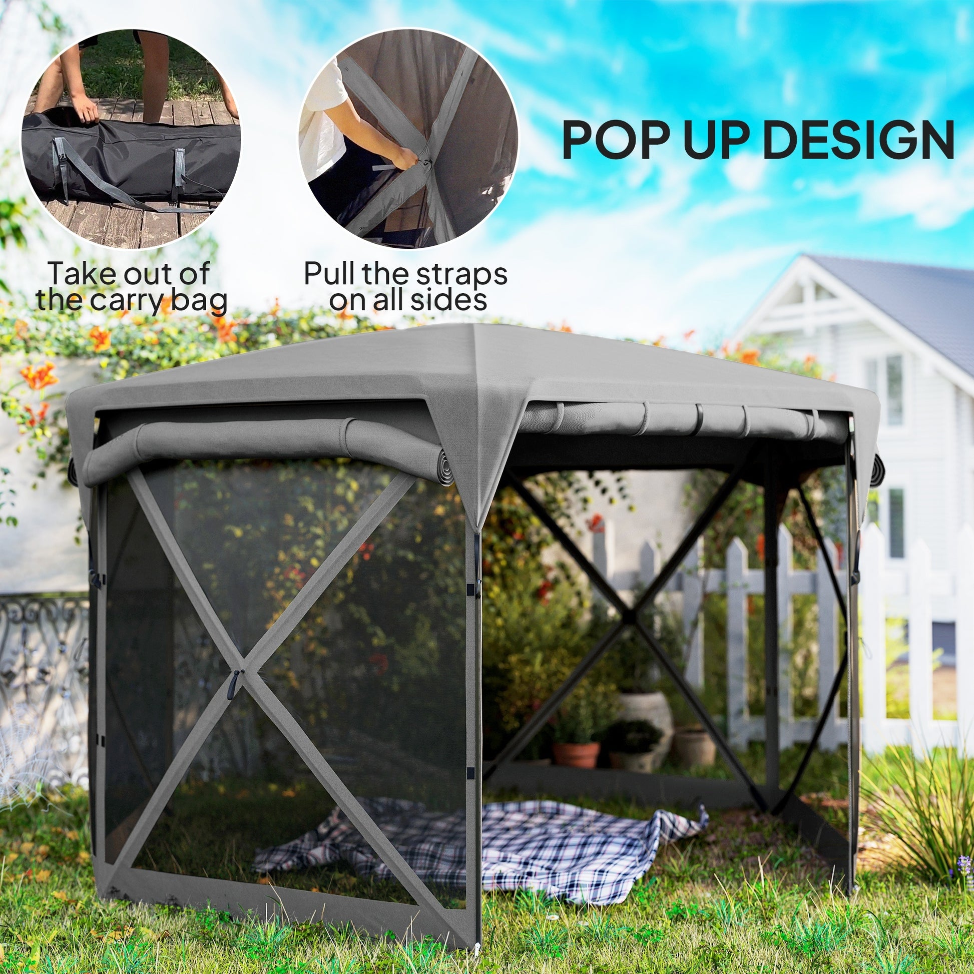 11 X 11ft  Up Gazebo Screen Tent With Removable Roof Cover