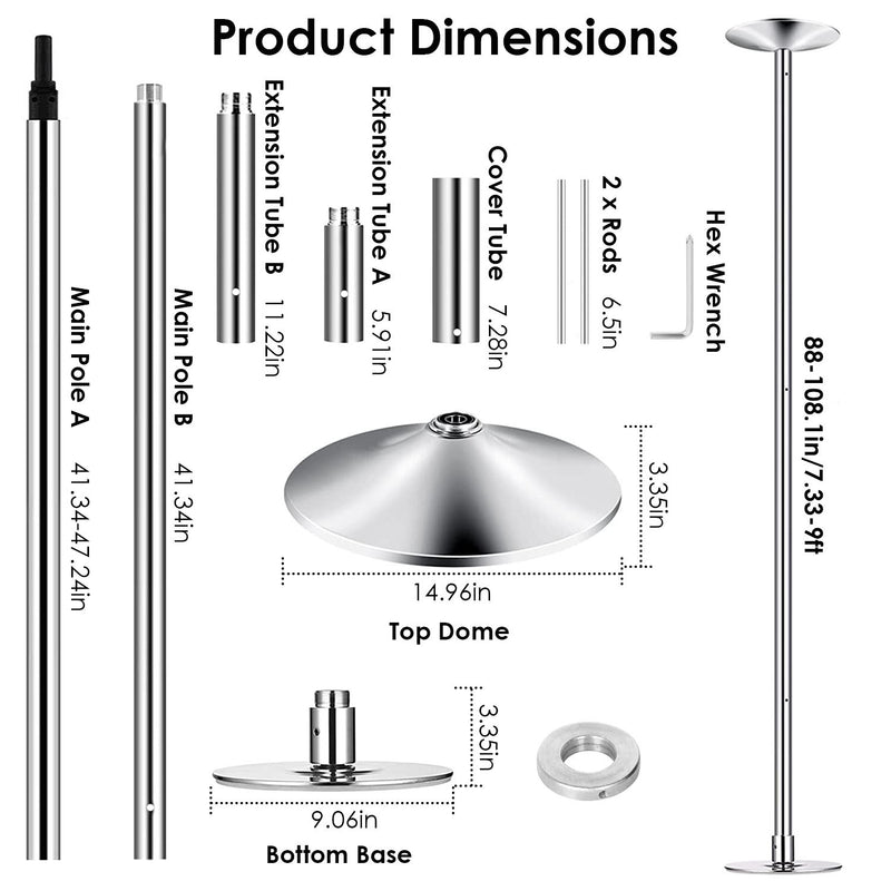 1Pc Stripper Dance Pole 45mm Spinning Static Dancing Pole