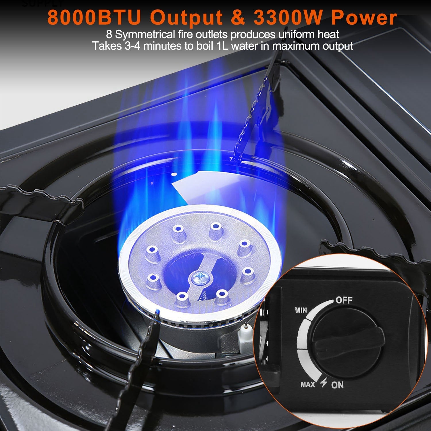 1Pc 3300W Portable Camping Stove Butane Canister Dual Fuel Burner Piezo Electric Ignition Single Burner