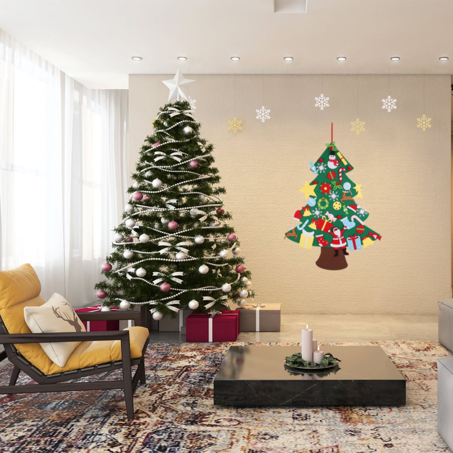 DIY Felt Christmas Tree 41Pcs Detachable Ornaments For Kids