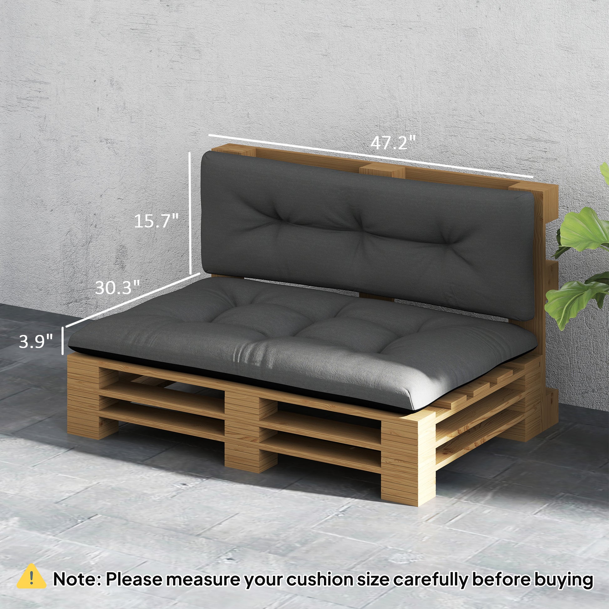 2 Seater Pallet Cushions Outdoor 3.9 Thick Replacement Cushions
