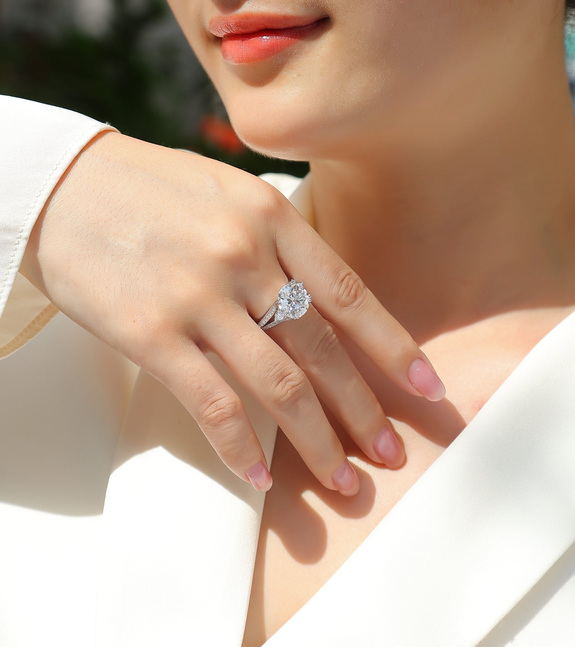 Luxurious Jewelry Piece Set With 5-carat Moissanite S925 Sterling Silver And Platinum-plated Diamond