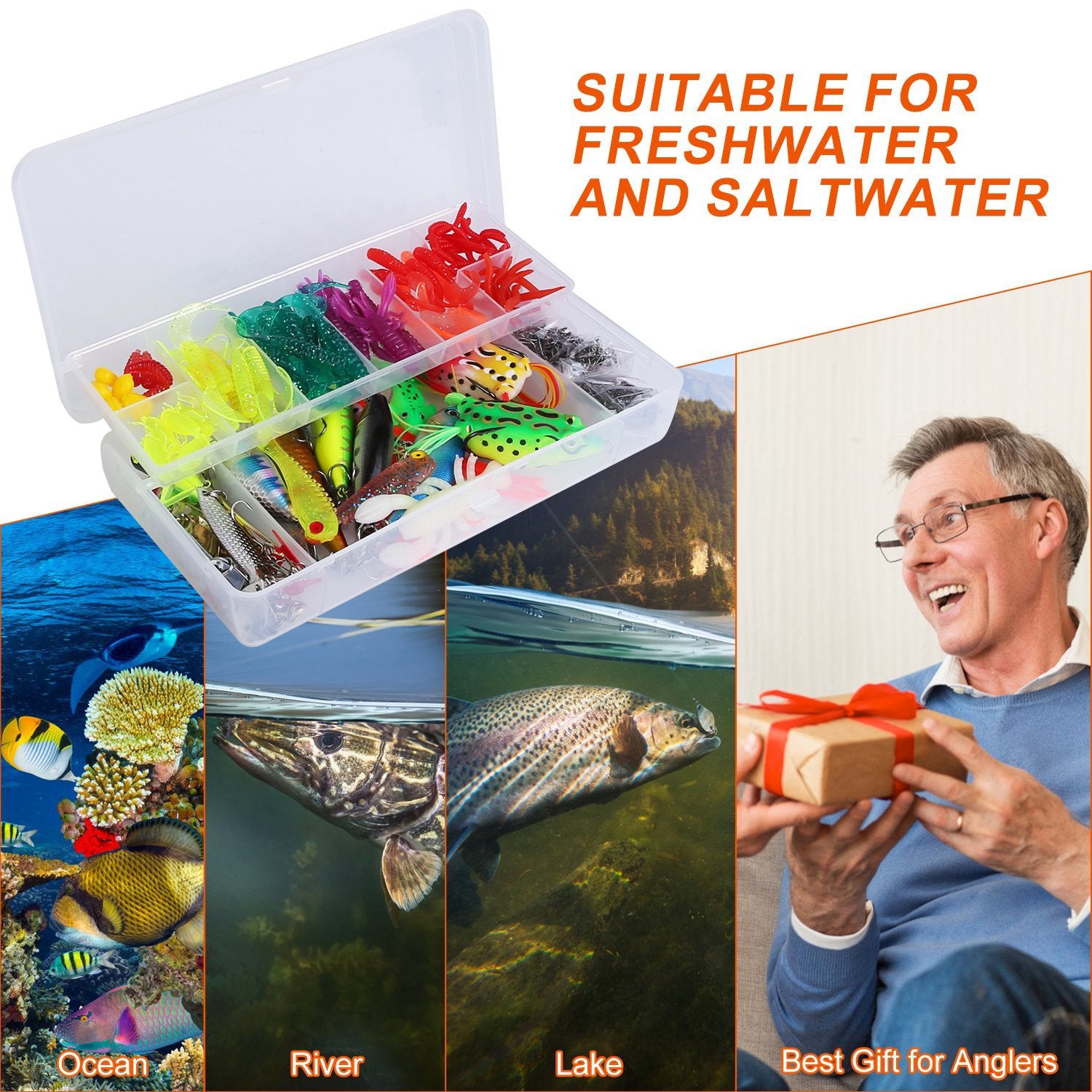 375Pcs Fishing Baits And Tackle Box Saltwater