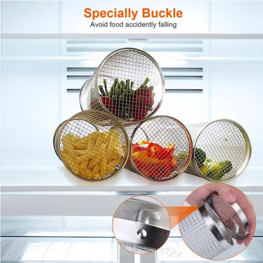 2Pcs 3.42x11.61Inch Portable BBQ Rolling Basket