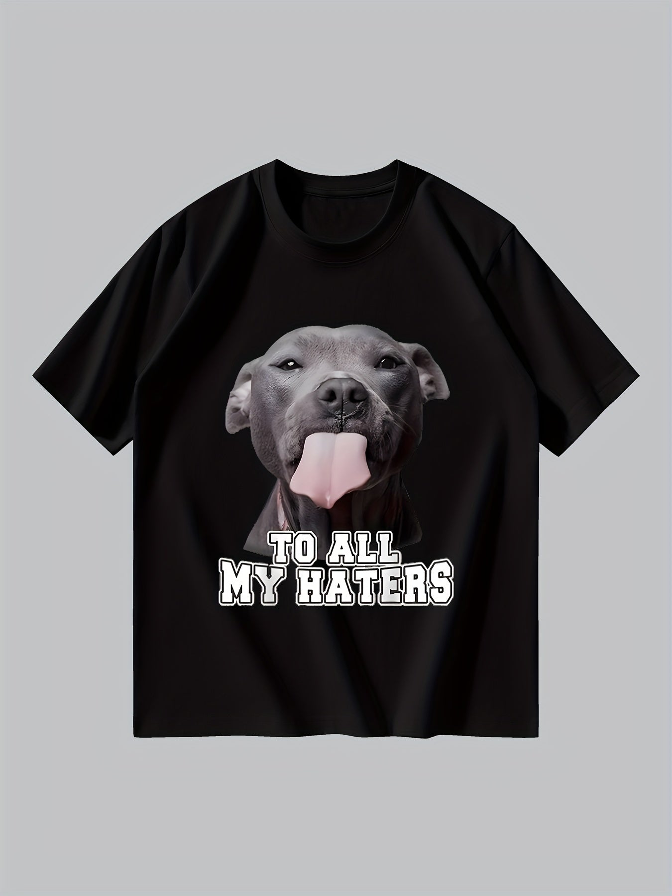 Men's Dog Print T-shirt, Casual Short Sleeved Round Neck T-shirt
