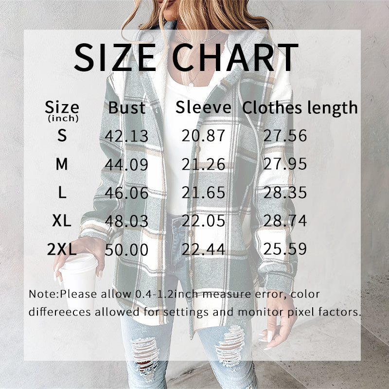 Women's Plaid Hoodie Long Sleeve Jacket