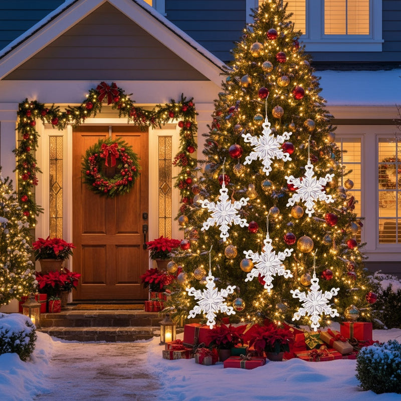 6PCS Set Iron Snowflake Christmas Tree Hanging Ornaments 6.3x1.8x6.7