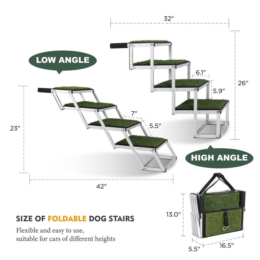 Foldable Dog Ramp For Cars, SUVs, Trucks, Portable Pet Dog Stairs For Large Dogs
