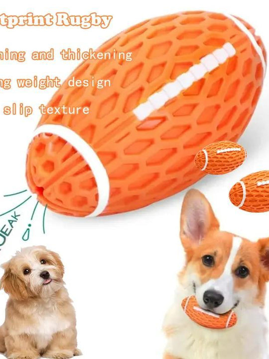 Dog Rubber Chew-resistant Interactive Squeaky Football Toy