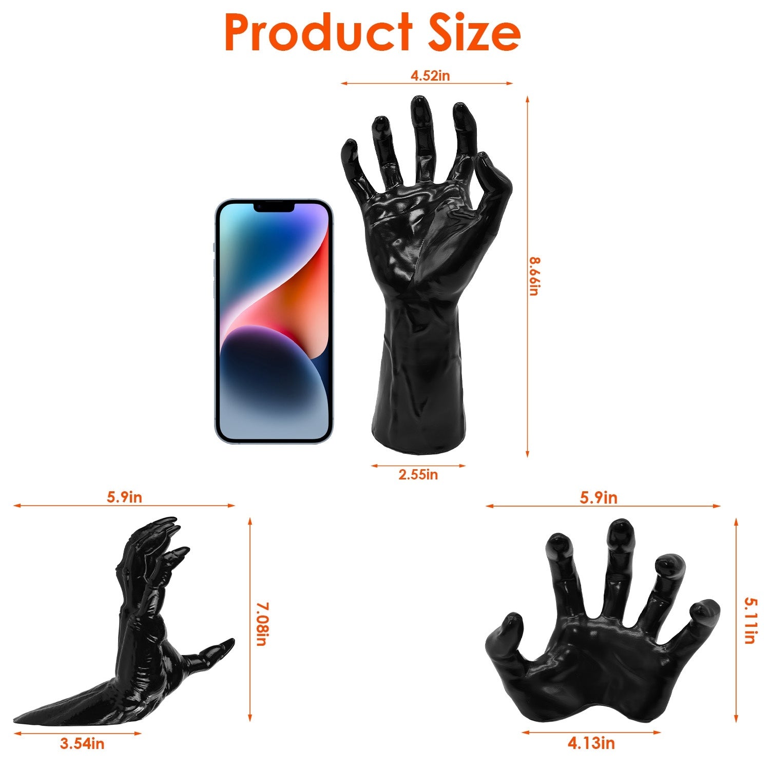 3Pcs Creepy Reaching Hands With Lighted Candles Wall Mounted Halloween