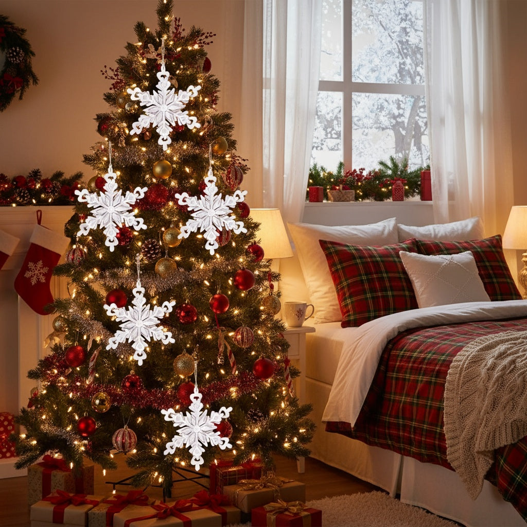 6PCS Set Iron Snowflake Christmas Tree Hanging Ornaments 6.3x1.8x6.7