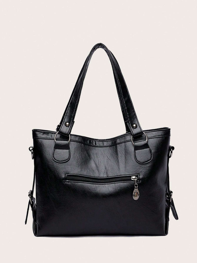 Minimalist Tote Bag Double Handle Solid Color Large Capacity