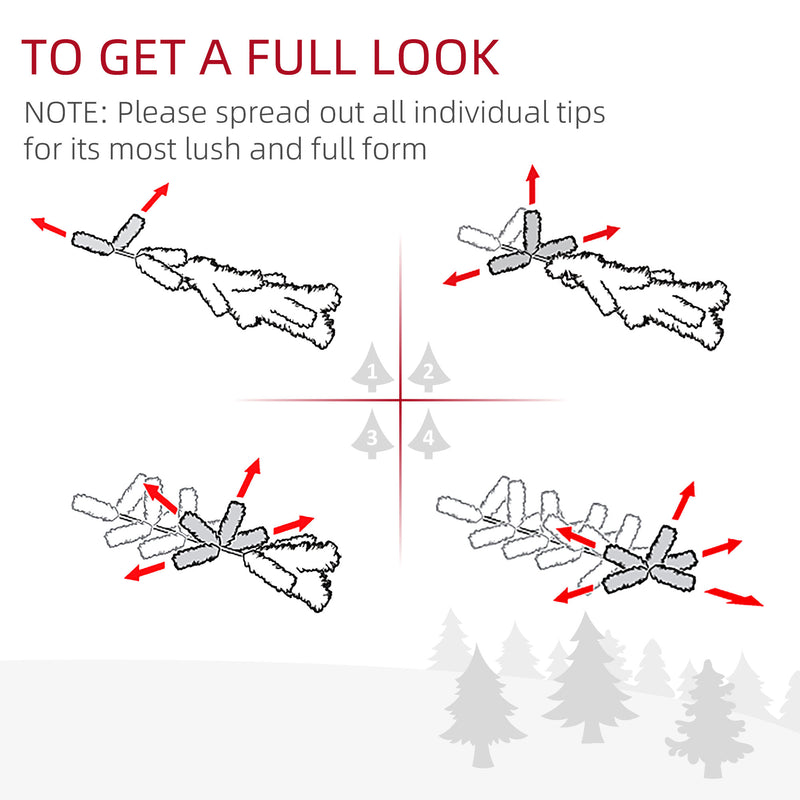 HOMCOM 6' Tall Prelit Christmas Tree Douglas Fir Artificial Christmas Tree
