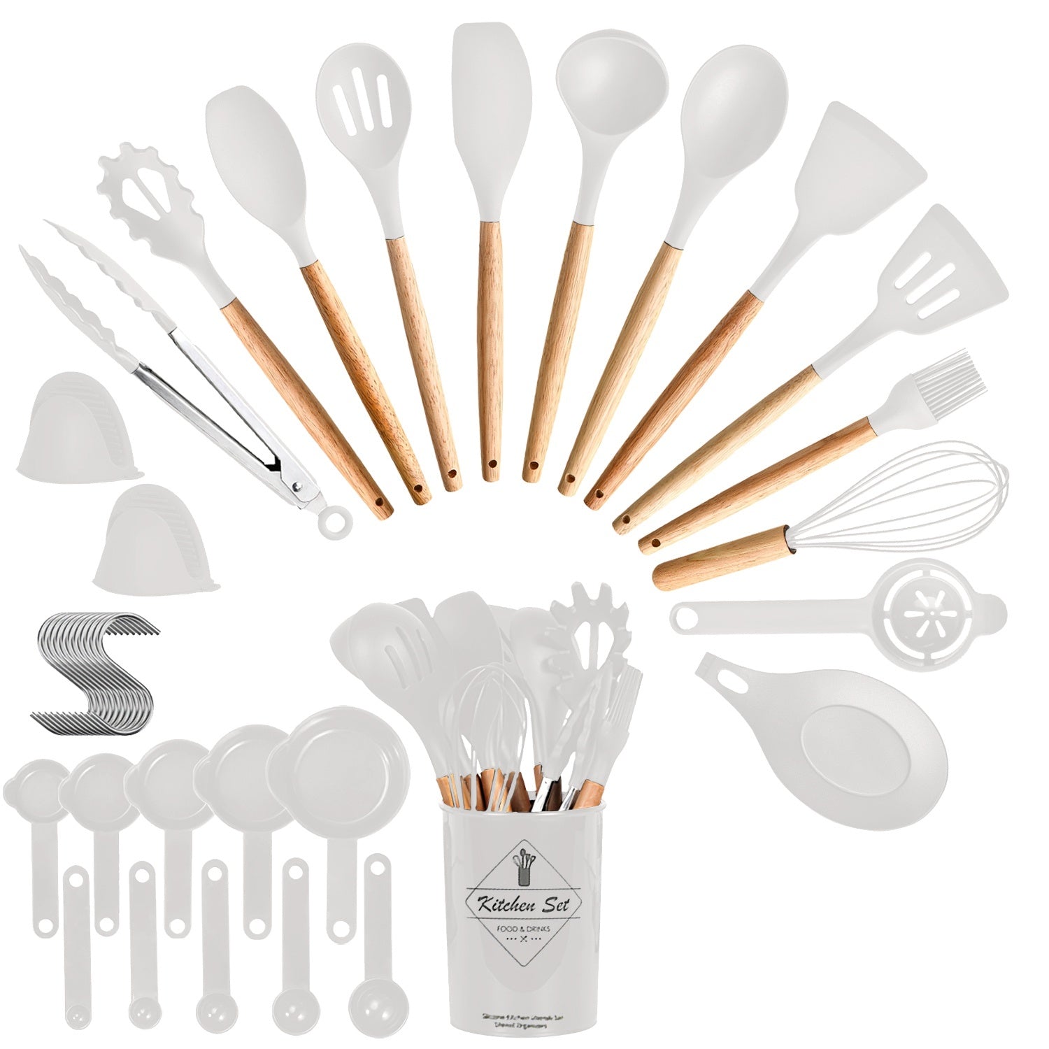 4 Colors Options -- Set Of 35Pcs Kitchen Cooking Utensils Set