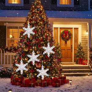 6PCS Set Iron Snowflake Christmas Tree Hanging Ornaments 6.3x1.8x6.7