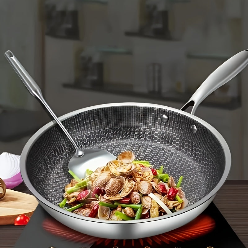 1PC Household Kitchen Honeycomb Stainless Steel Non Stick Frying Pa