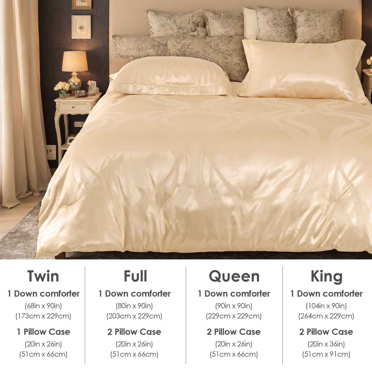 Luxurious Satin Microfiber Bedding Set Double-sided Jacquard Pattern