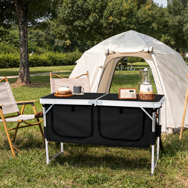 4ft 47cm Wide Black Outdoor Folding Table