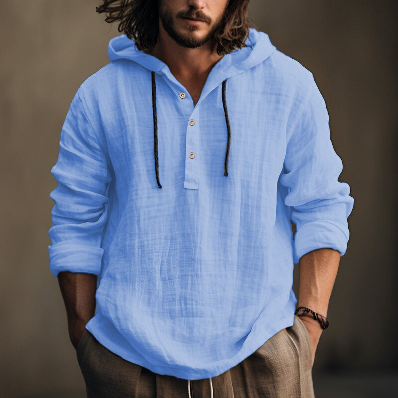 New Wish Cotton Linen Shirt Hooded Sweater